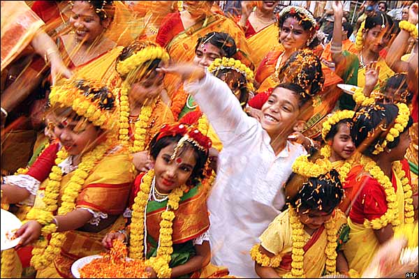 children playing holi